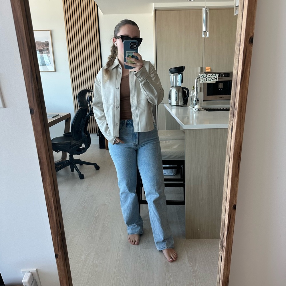 Babaton Cream Leather Jacket